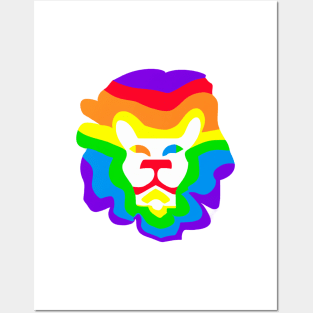 Cute Colorful Rainbow Lion Shape Head Drawing Posters and Art